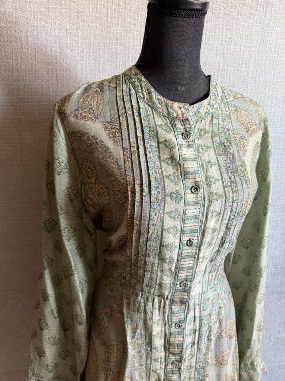 SOFT SURROUNDINGS Green Jardin Majorelle Boho Long Sleeve Handkerchief Dress XL - Picture 6 of 14